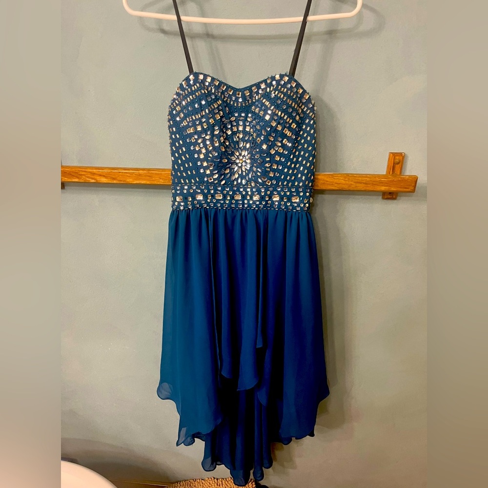 Blue high/low HOCO dress size 1/2